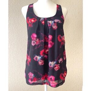 Express Black Floral Sequin Detail Tank Top - xs